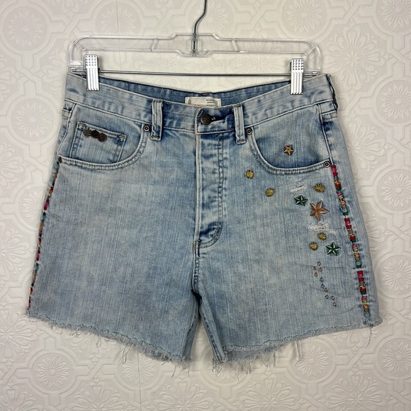 Odd Molly Festival Shorts Embroidered Boho Jean Denim stars Embroidery Bling
